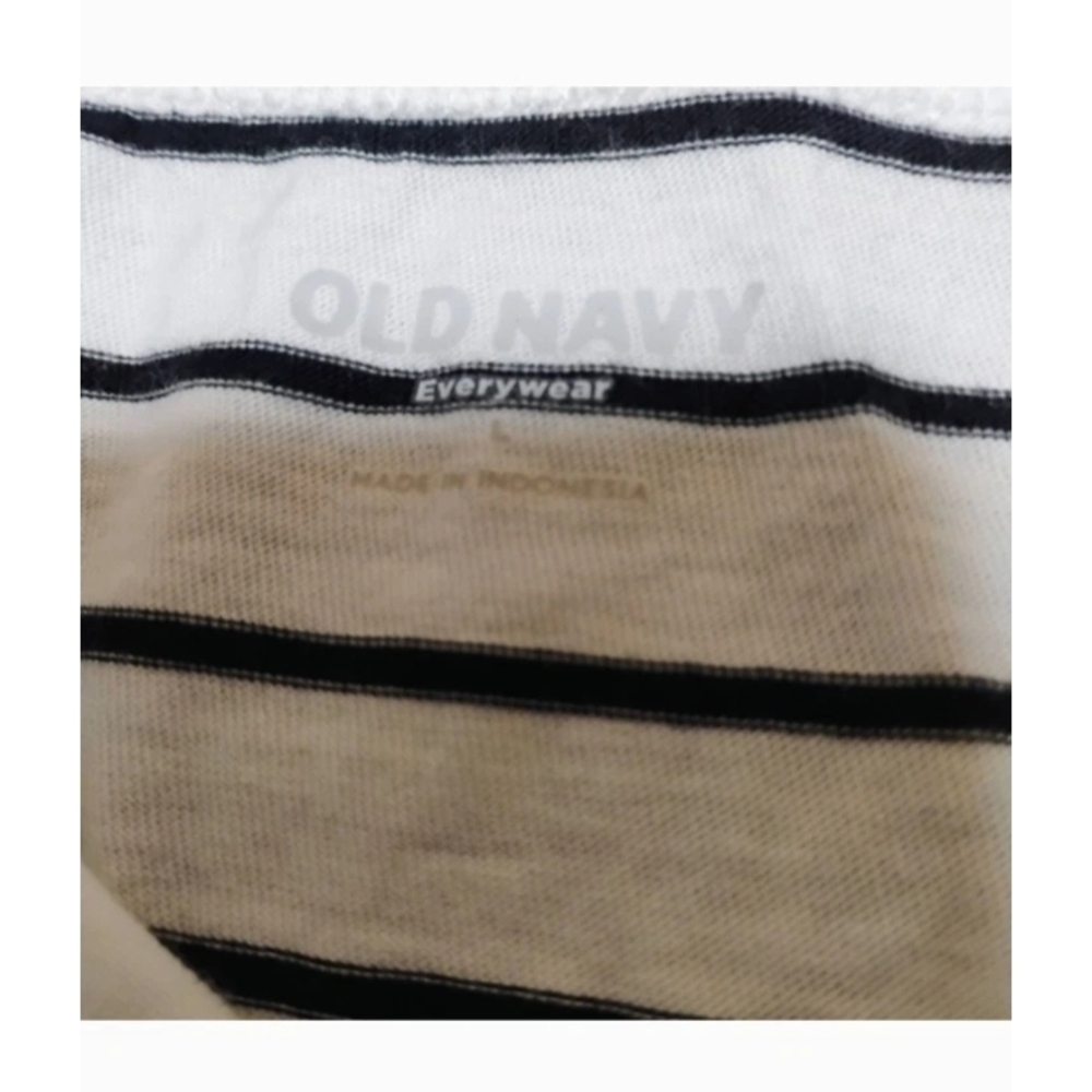 Old Navy Black and White Striped V-Neck Tee - Picture 2 of 7